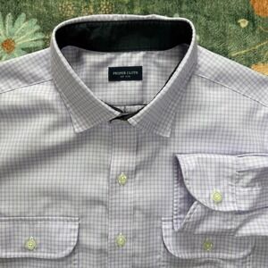 Proper Cloth Lavender Micro‎ Check Mayfair Cotton Shirt Mens 17.5 32.8 PCF4096